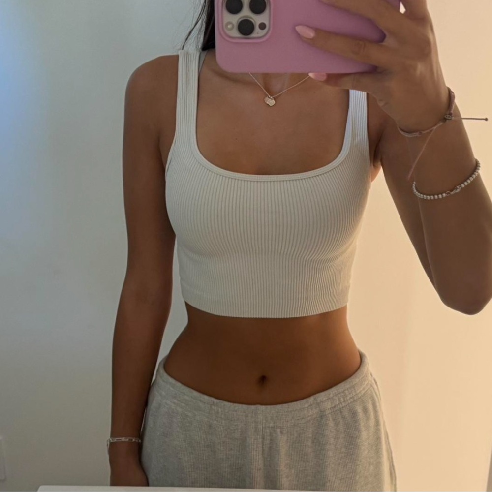 Zara White Ribbed Tank Top